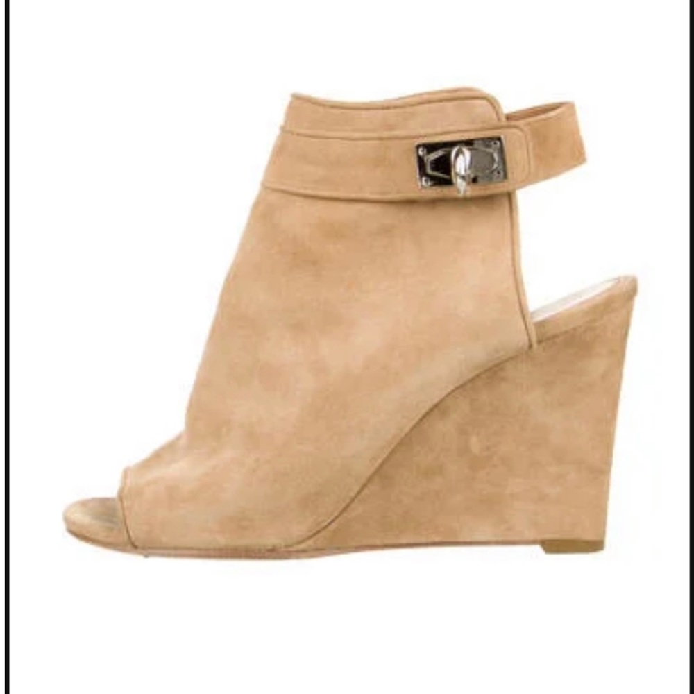 Givenchy Suede shark wedge peep toe boots/booties!